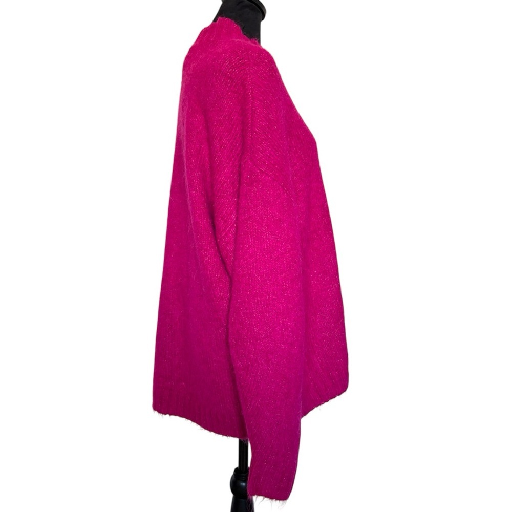NWT Pistola Woman’s Medium OverSized Vibrant Pink Mock Neck Long-Sleeve Sweater - Picture 4 of 10
